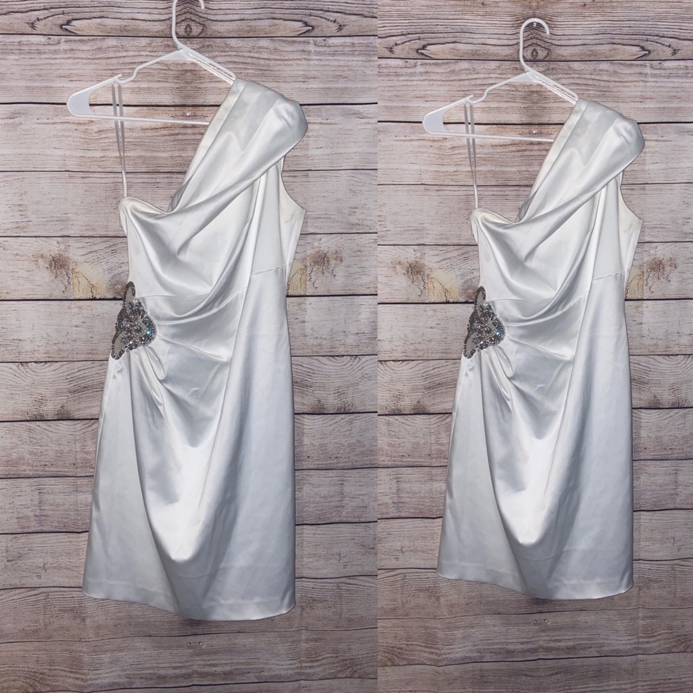 White David's Bridal One Shoulder Gown